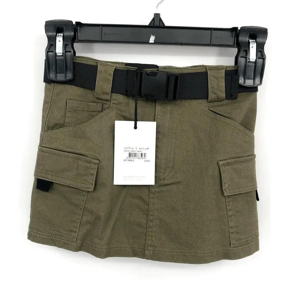 BARDOT JUNIOR Girl's Zadie Cargo Skirt Size 5 Green Khaki Belted Stretch NWT